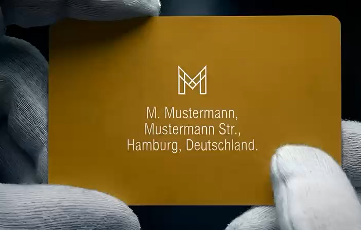 Goldene Metallvisitenkarte Premium Gold Edition