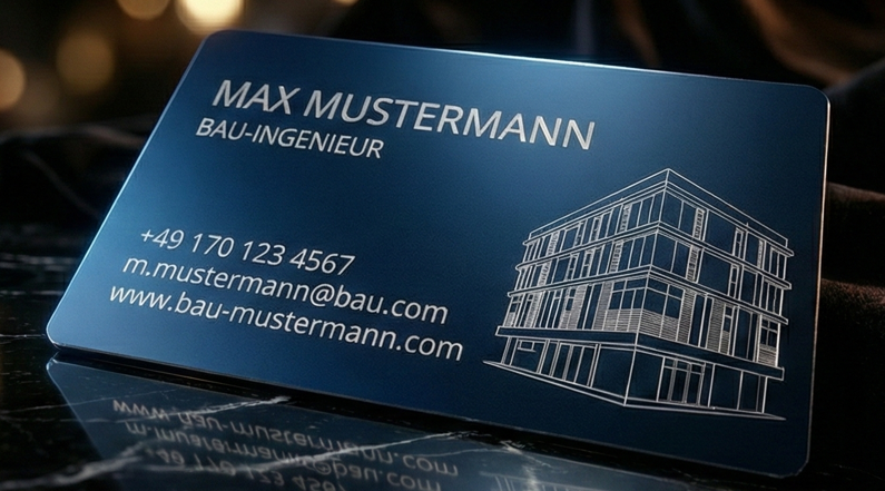 Premium Aluminium Visitenkarte mit modernem Design und Lasergravur