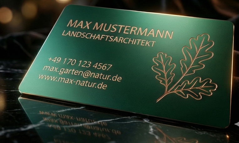Detailansicht der Lasergravur auf Metallvisitenkarte